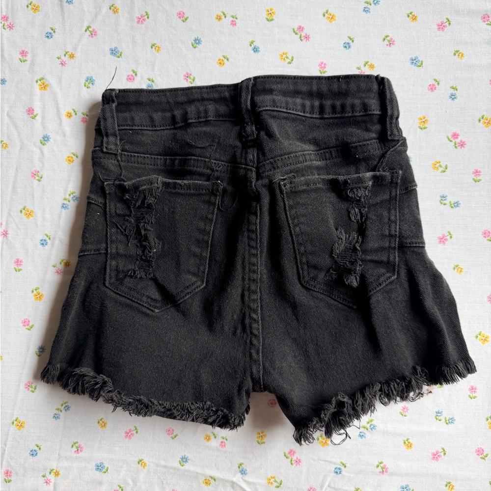 S.O.N.G. Black Distressed High Rise Jean Shorts - Picture 2 of 2